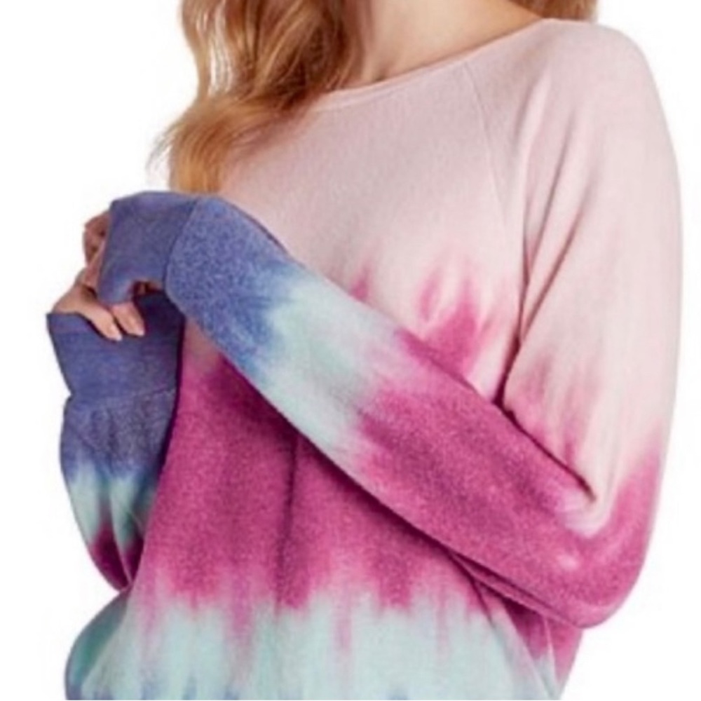 Wildfox Pink Purple Blue Tie-Dye Pullover